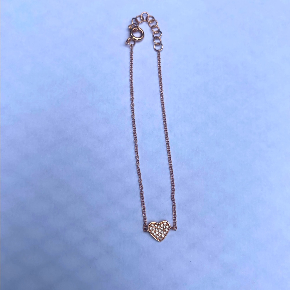 Rose Gold With Pave Diamonds Heart Bracelet